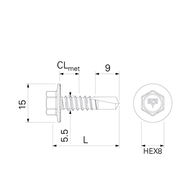 SD6-H15-5.5 - Vis de bac support d'étanchéité / plateaux de bardage sur ossature acier mince